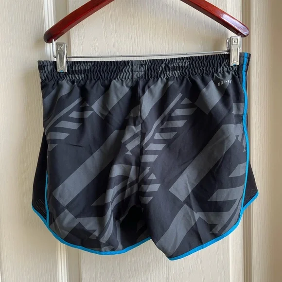 Nike Dri-Fit Running Shorts in Gray Geo Pattern and Blue - Picture 2 of 6